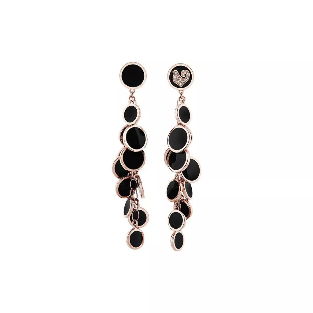 Orecchini Chantecler Paillettes Lunghi con Smalto Nero