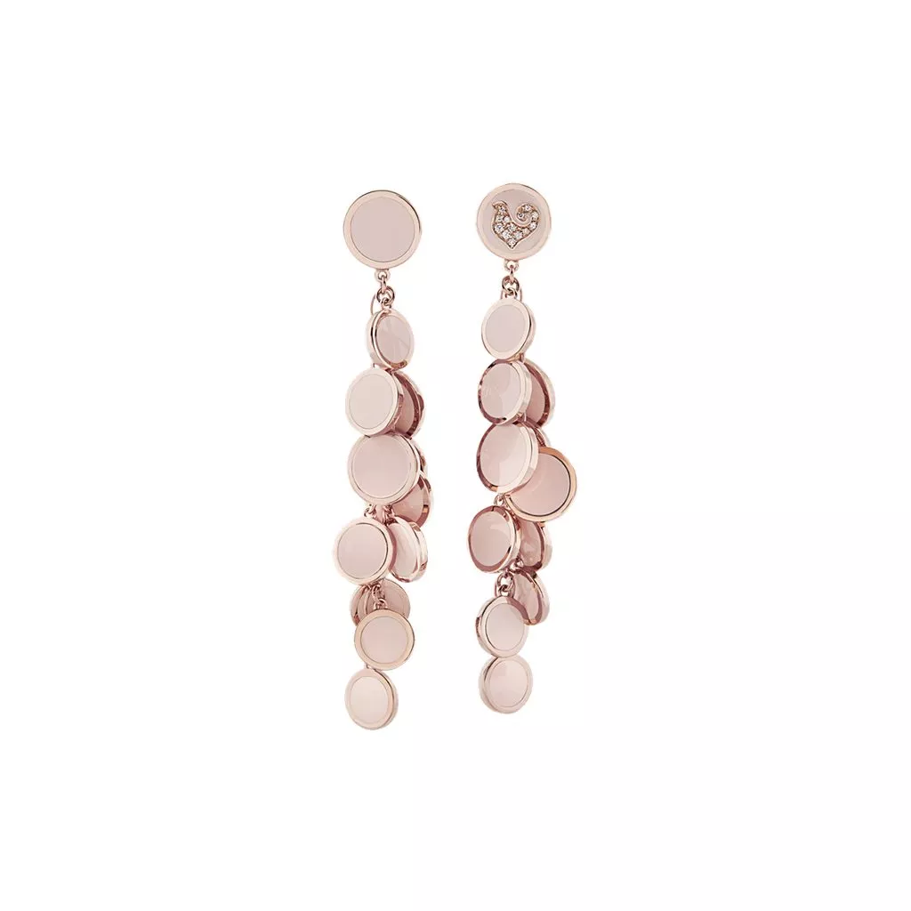 Orecchini Chantecler Paillettes Lunghi con Smalto Rosa