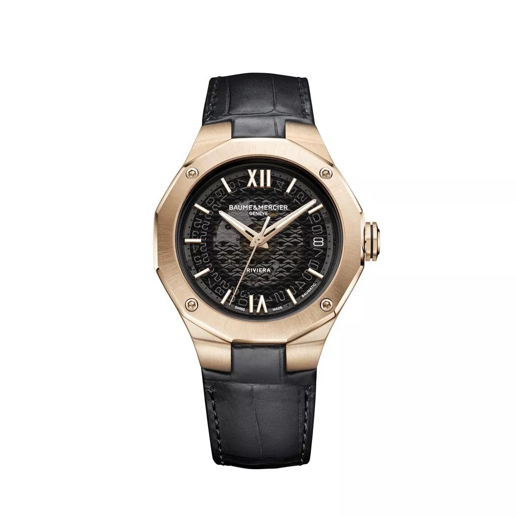 Orologio Baume & Mercier Riviera con Cassa in Oro Rosa e Quadrante in Vetro Nero