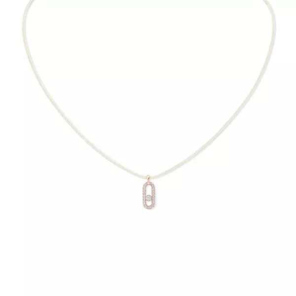 Collana Messika Care(s) in Oro Rosa con Cordino Crema