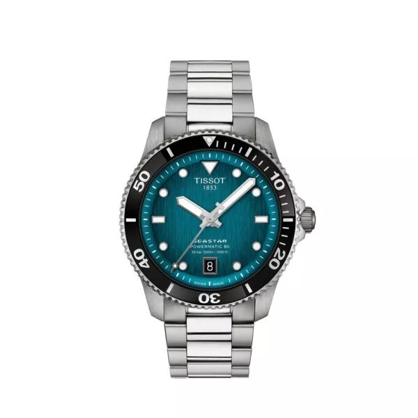 Orologio Tissot Seastar 1000 Powermatic 80 40 mm con Quadrante Turchese