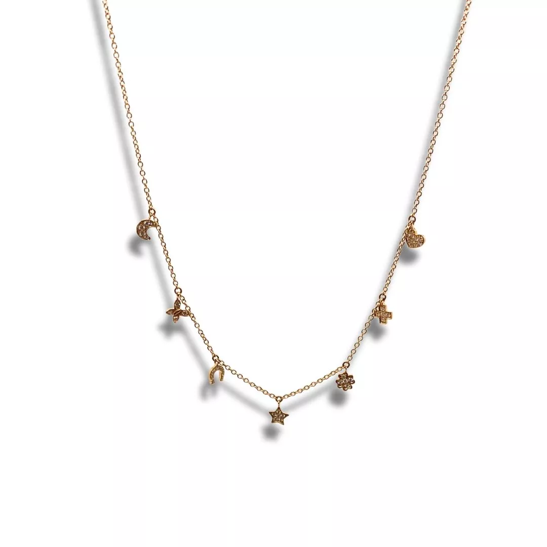 Collana Crivelli in Oro Rosa Multicharms