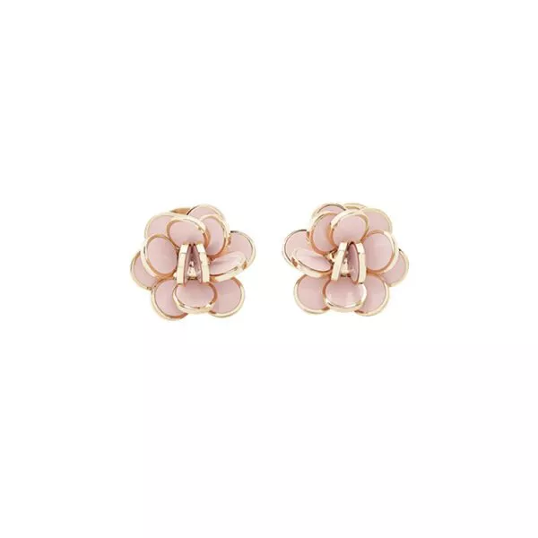Orecchini Chantecler Paillettes Fiore Piccolo in Oro Rosa con Smalto Rosa