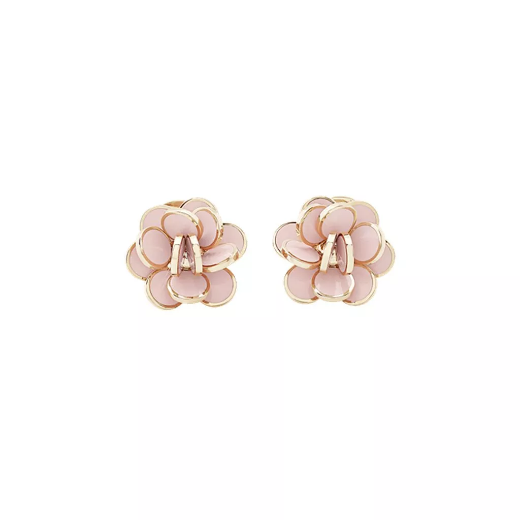 Orecchini Chantecler Paillettes Fiore Piccolo in Oro Rosa con Smalto Rosa