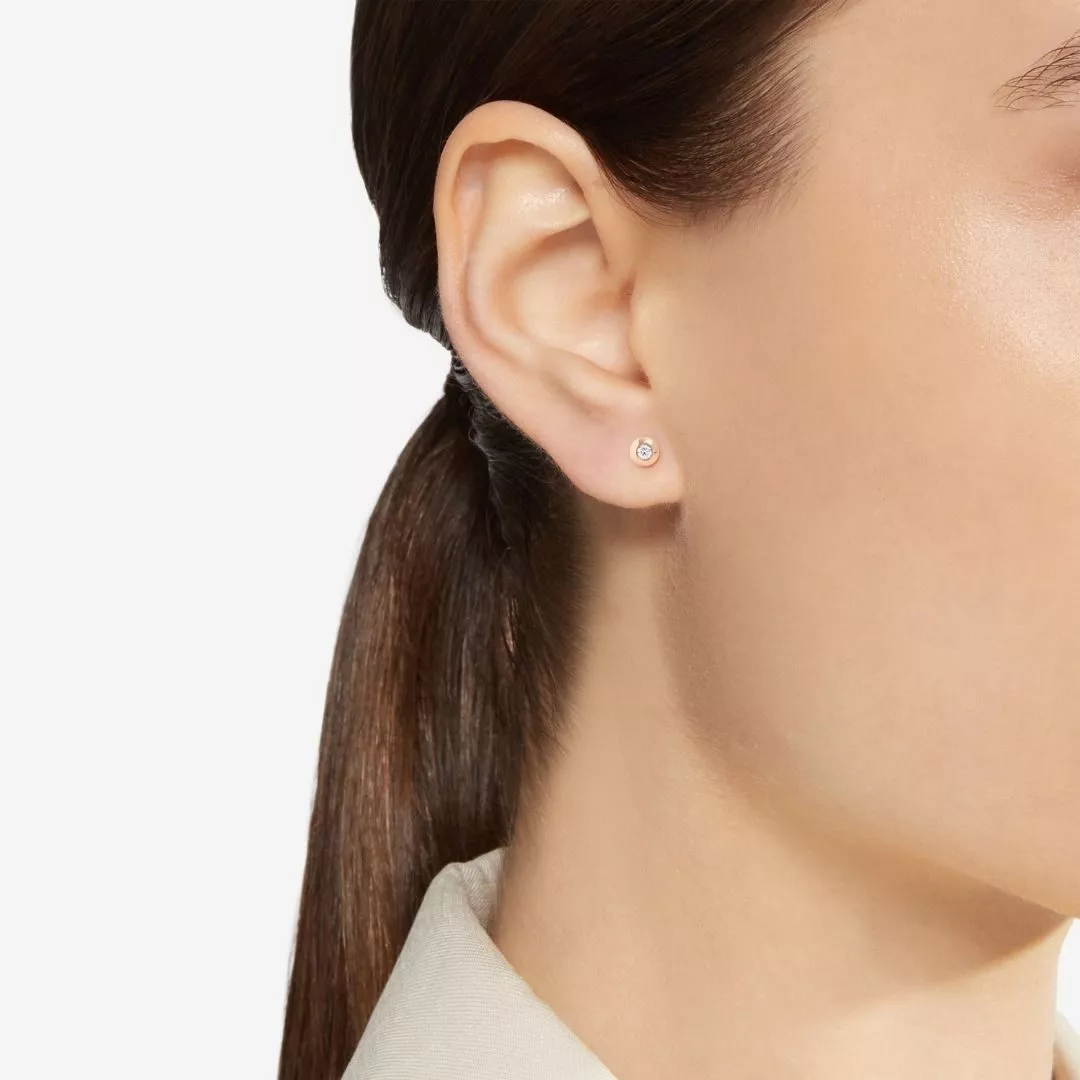 Orecchino DoDo Stud Bollicine Oro Rosa e Diamante - immagine 3