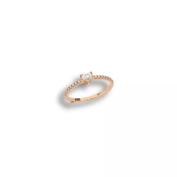 Anello Marco Gerbella con Diamante a Cuore Centrale e Diamanti sul Gambo