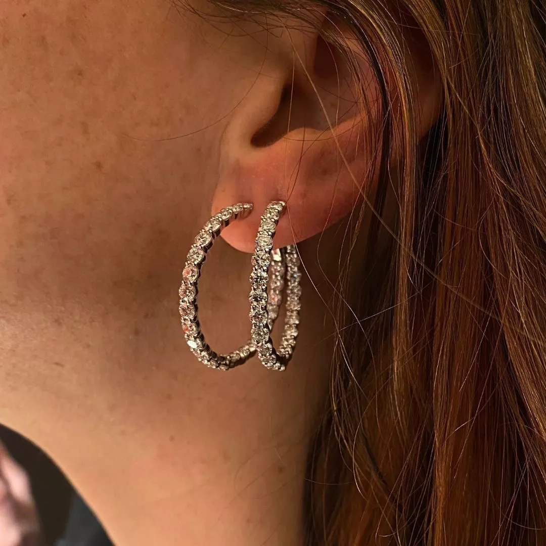 Orecchini Crivelli a Cerchio Grande con Diamanti - immagine 2