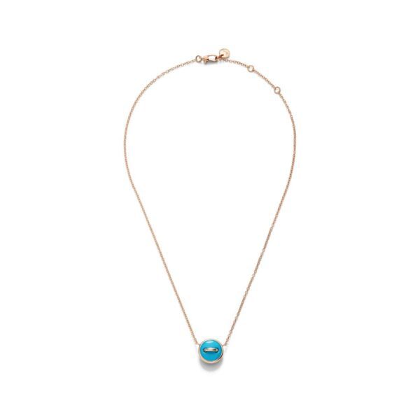 collana pom pom dot reversibile turchese