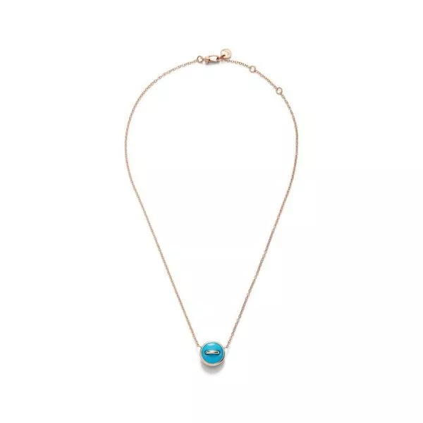 collana pom pom dot reversibile turchese