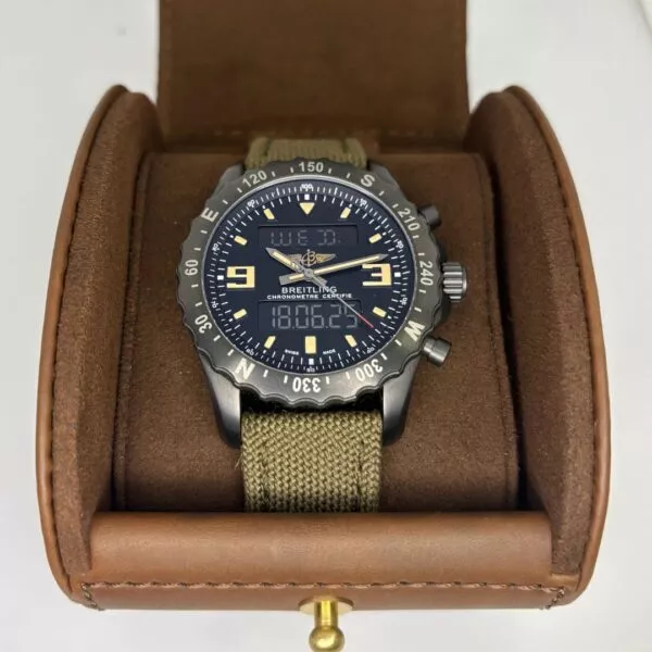 orologio breitling chronospace military cinturino in tessuto verde con scatola