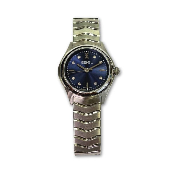 orologio ebel wave con quadrante blu e diamanti