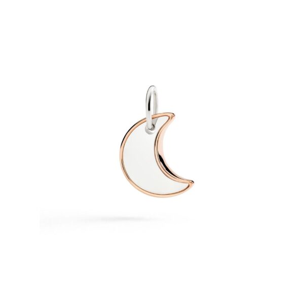 Ciondolo dodo xl luna in argento e oro rosa