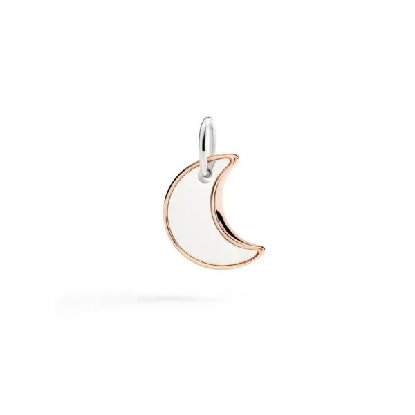 Ciondolo dodo xl luna in argento e oro rosa