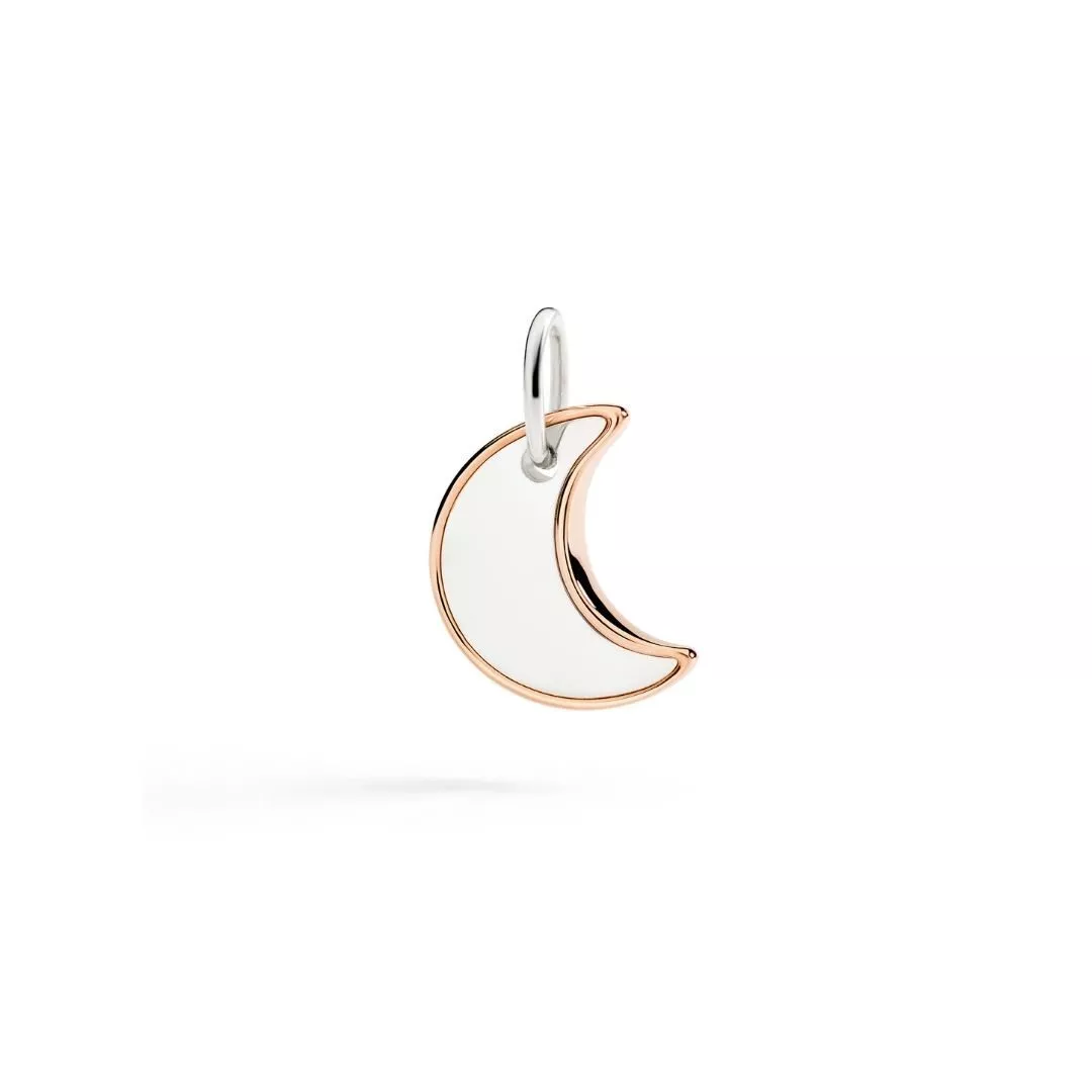 Ciondolo dodo xl luna in argento e oro rosa
