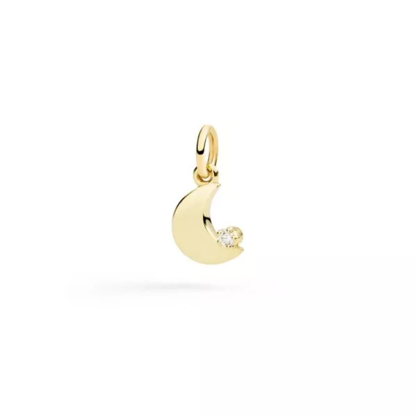 Ciondolo Dodo Luna in Oro Giallo con Diamante