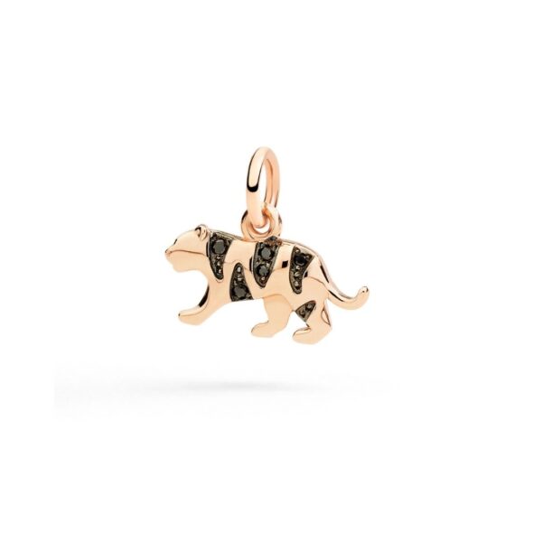 ciondolo dodo tigre in oro rosa con diamanti black