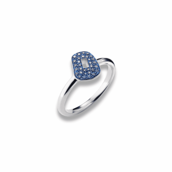 anello Mattioli mini puzzle oro bianco e zaffiri