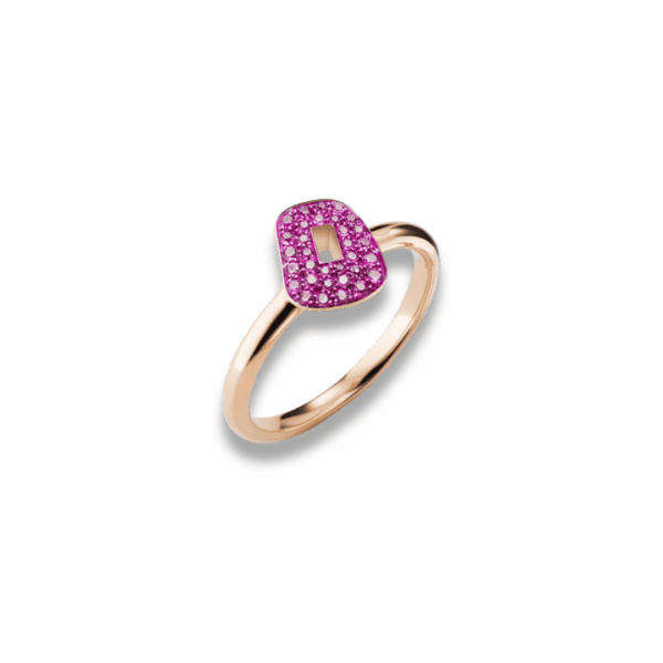 Anello Mattioli Mini Puzzle in Oro Rosa con Zaffiri Rosa