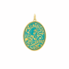 ciondolo chantecler logo in oro giallo con smalto cattedrale verde