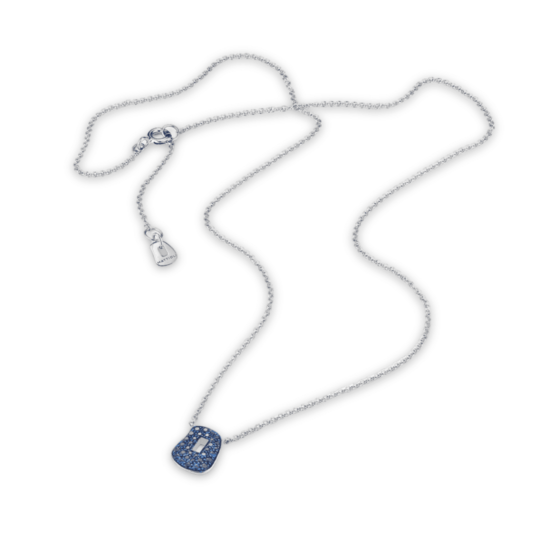 collana mattioli in oro bianco con zaffiri blu