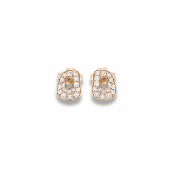 Orecchini Mattioli Mini Puzzle a Lobo in Oro Rosa con Diamanti