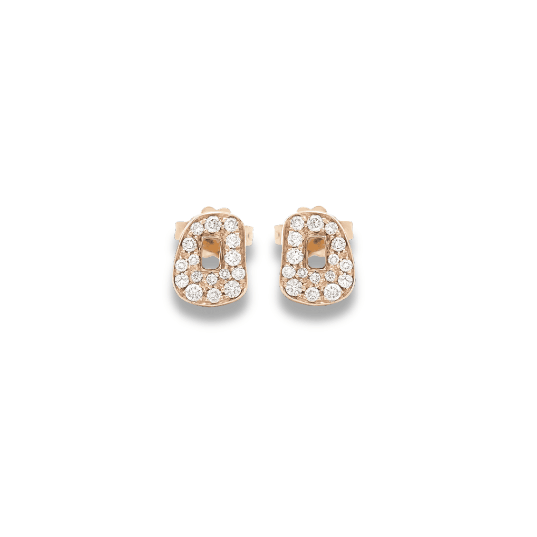 Orecchini Mattioli Mini Puzzle a Lobo in Oro Rosa con Diamanti