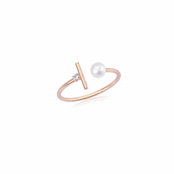 Anello Burato Pearl Solitaire Bar in Oro Rosa